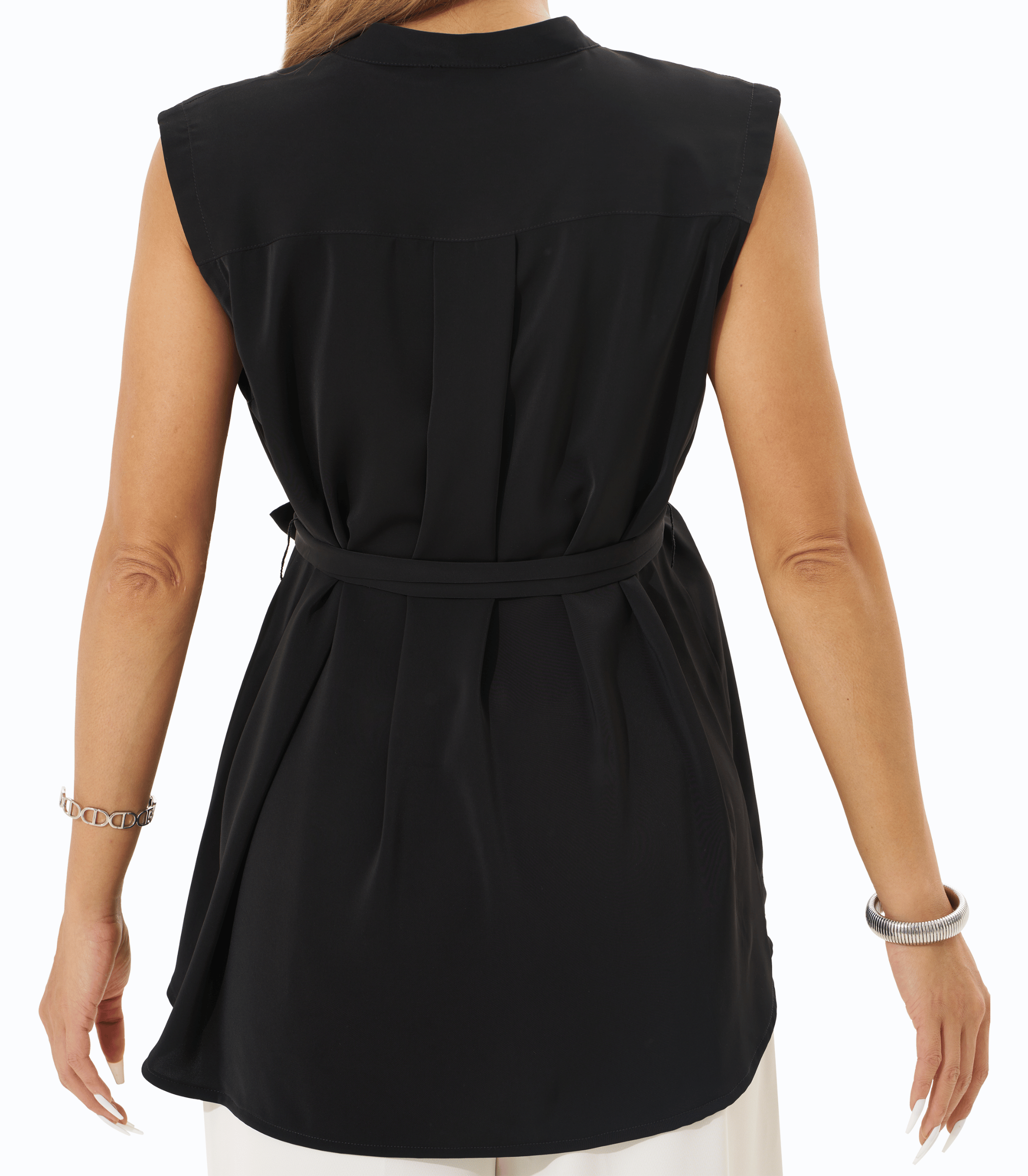 V-Neck Sleeveless Tie Front Maternity Blouse